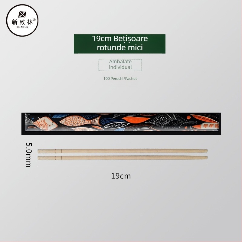 Bețișoare de bambus de unică folosință, ambalaj din hârtie kraft, personalizabile, carbonizate, pentru takeout și servicii de alimentație