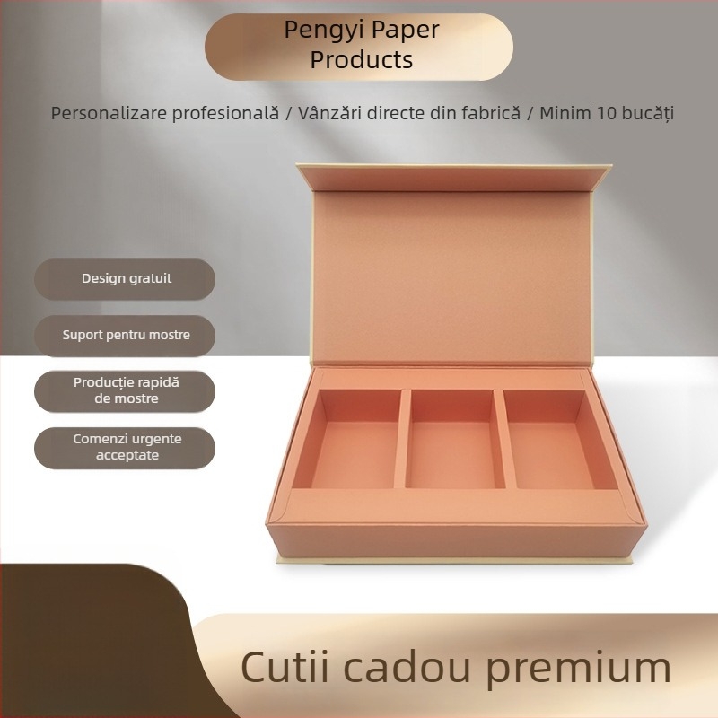 Cutie cadou pentru Mooncake și ceai, imprimare UV, imprimare color personalizată, cutie cadou din carton alb cu capac rabatabil