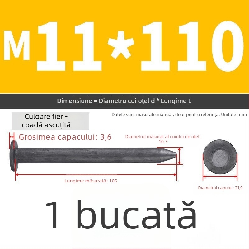 Cuie din oțel Jiang Teng pentru limitatoare de viteză, cuie pentru drumuri din asfalt, cuie de fixare a terenului, cuie groase din oțel, cuie de poziționare