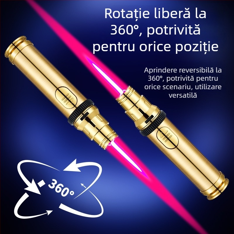 HB282 Aprindător în formă de rachetă cu flacără jet, metal, rezistent la vânt, pentru exterior, grătar și coacere