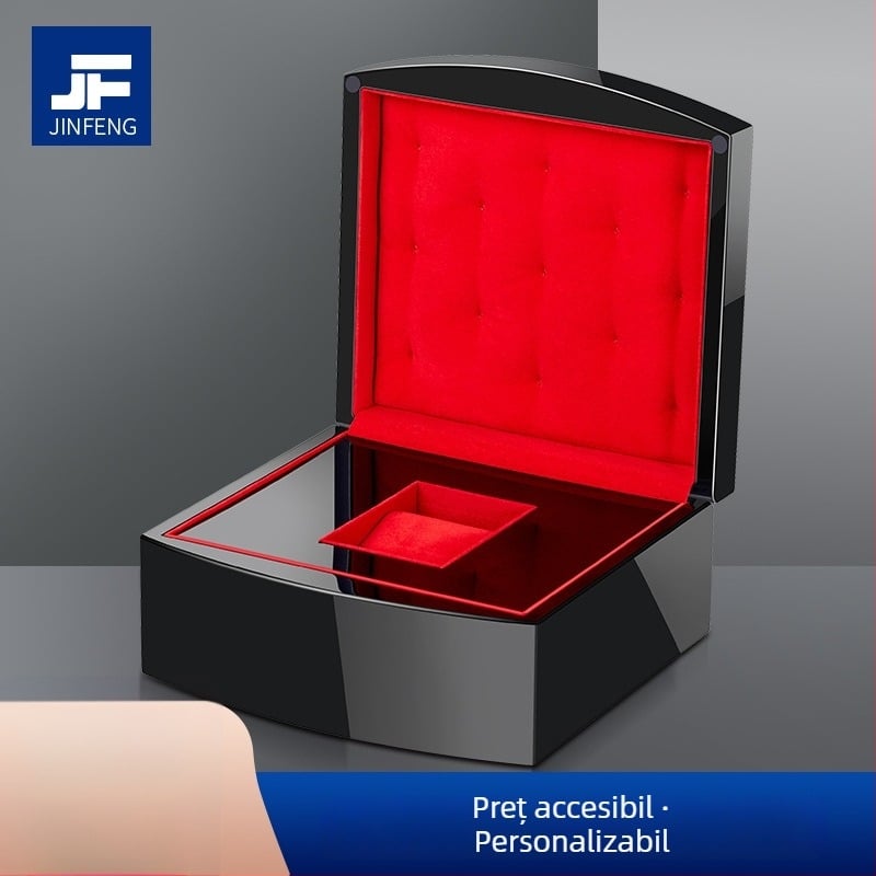Cutie pentru ceas, cutie cadou, cutie din lemn negru lucios pentru bijuterii, ambalaj accesorii