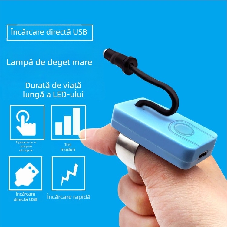 Curățător de urechi vizual, cu iluminare LED, de mână, încărcare prin USB