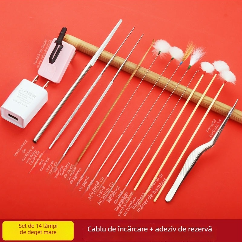 Curățător de urechi vizual, cu iluminare LED, de mână, încărcare prin USB