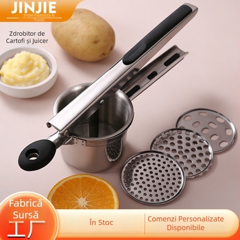 Zdrobitor de cartofi manual, din oțel inoxidabil, cu plasă înlocuibilă, pentru uz casnic