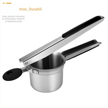 Zdrobitor de cartofi manual, din oțel inoxidabil, cu plasă înlocuibilă, pentru uz casnic