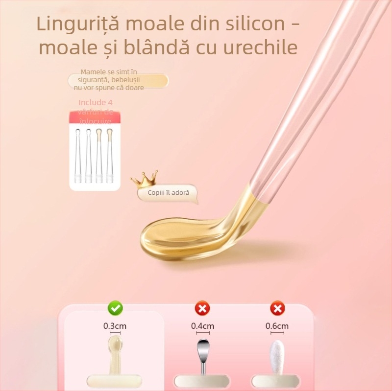 Set metal iluminat pentru curățarea urechilor, cu încărcare — lingurițe pentru urechi, pense și clemă pentru nas