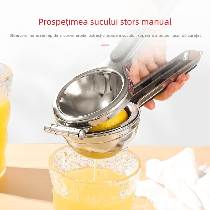 Storcător de citrice din oțel inoxidabil, presă manuală pentru lămâi și portocale, unealtă compactă pentru bucătărie.