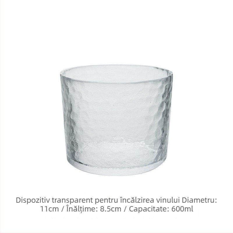 Set de sake din sticlă ciocănită, stil japonez, decantor transparent și pahare mici, margine aurie