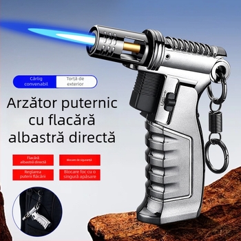 FQ906 Aprindător reversibil cu flamă directă, rezistent la vânt, reîncărcabil, pentru țigări, trabucuri, grătar și bețișoare de tămâie