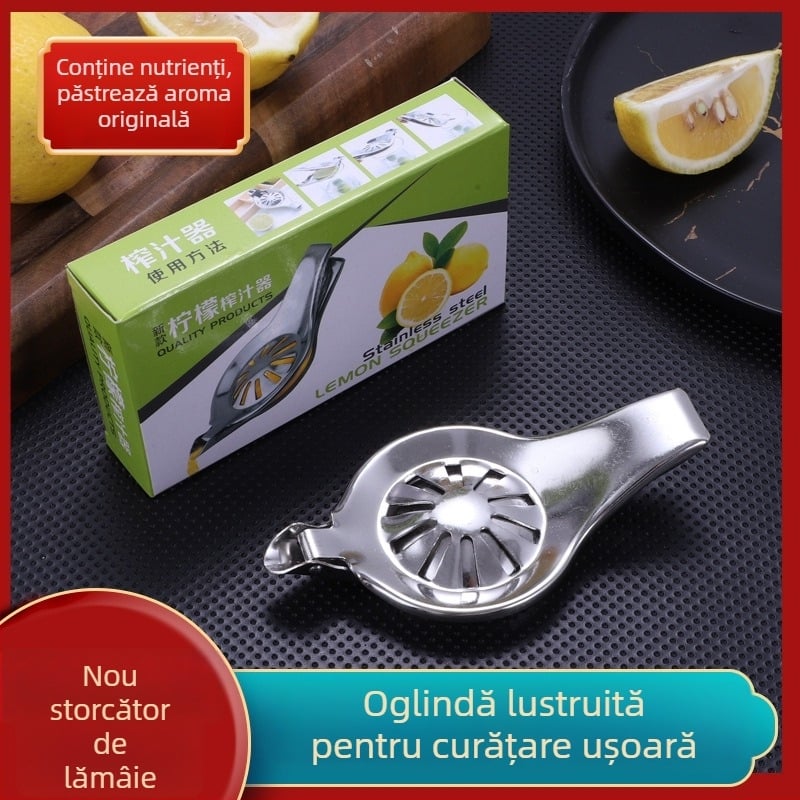 Oțel inoxidabil, presă manuală de lămâie cu clips, portabilă, multifuncțională, storcător de fructe pentru uz casnic și comercial