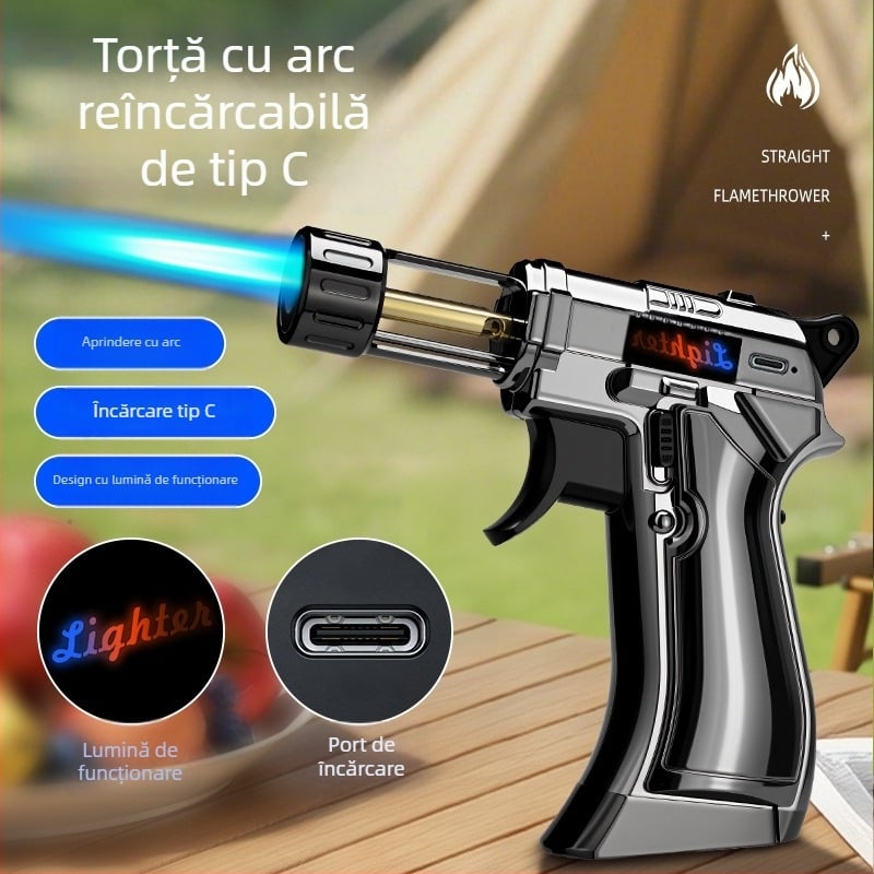 ZB-607 Pistol gravat pentru pulverizare și arzător de sudură – flacără directă, rezistent la vânt, pentru grătar exterior, aprinzător multifuncțional