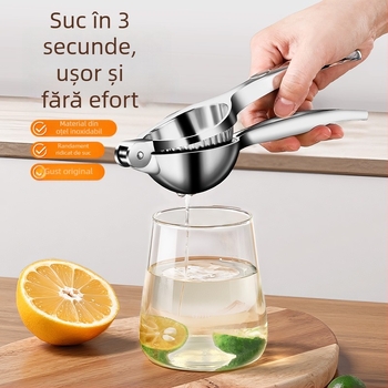 Presă manuală de lămâie, mic storcător din oțel inoxidabil pentru fructe, capacitate până la 400 ml, potrivit pentru lămâi și portocale