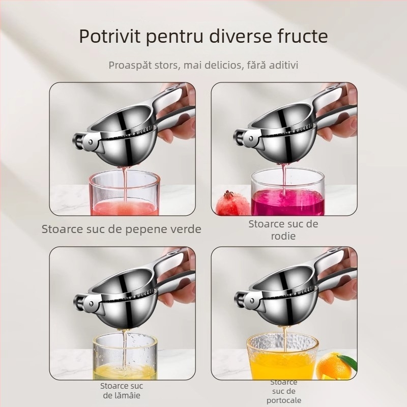 Presă manuală de lămâie, mic storcător din oțel inoxidabil pentru fructe, capacitate până la 400 ml, potrivit pentru lămâi și portocale