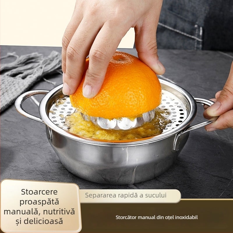 Storcător manual din oțel inoxidabil pentru lămâi și portocale, cap în formă de bol, multifuncțional