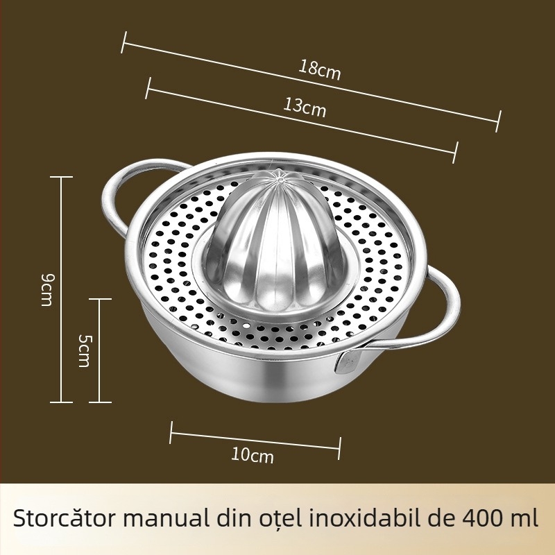 Storcător manual din oțel inoxidabil pentru lămâi și portocale, cap în formă de bol, multifuncțional