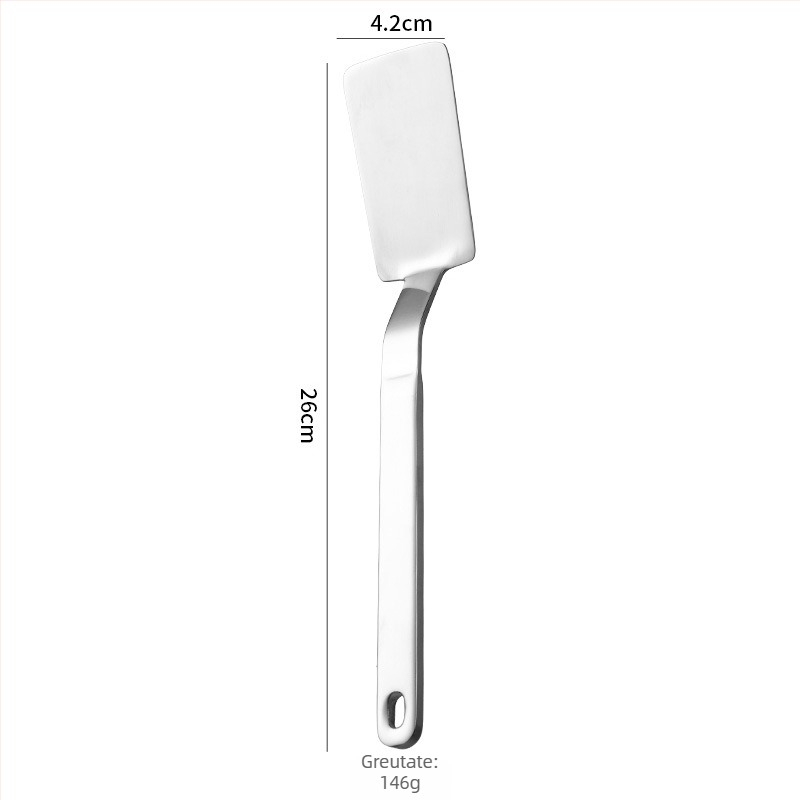 Spatula mică din oțel inoxidabil 304, cu mâner din lemn de nuc, instrument de bucătărie anti-arzire, potrivită pentru pizza și friptură