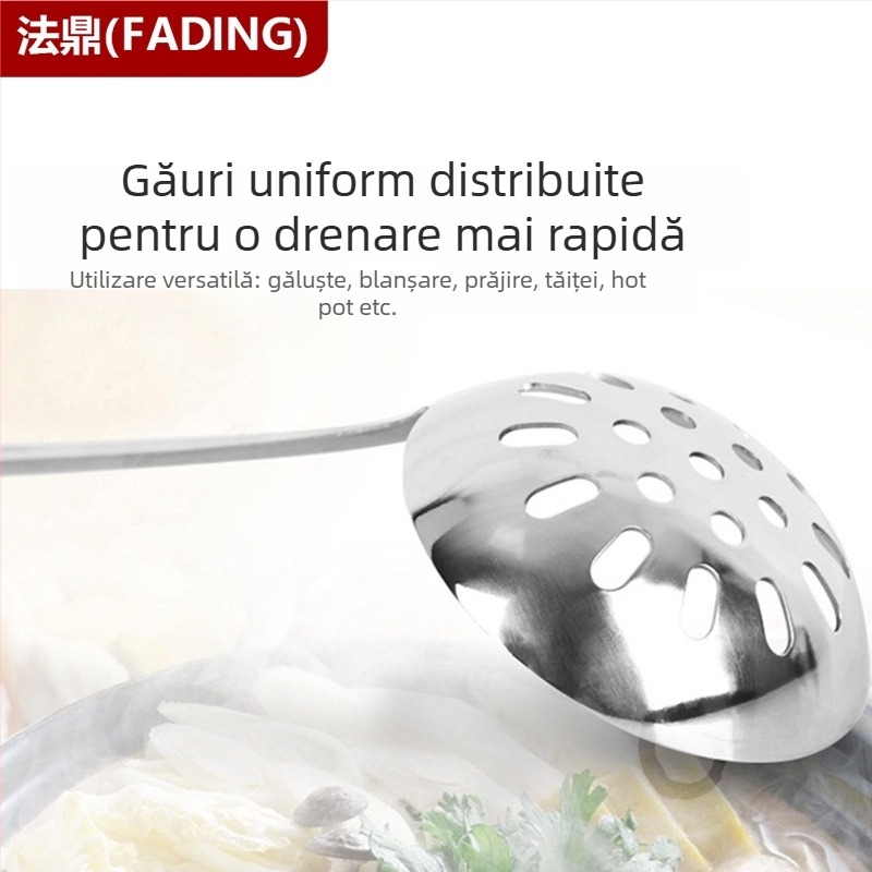 Set de ustensile din oțel inoxidabil: spatulă, lingură și lingură cu găuri