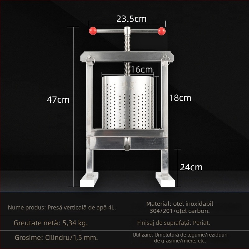 Extractor vertical din oțel inoxidabil pentru umpluturi de legume — presă comercială robustă pentru sucuri de fructe