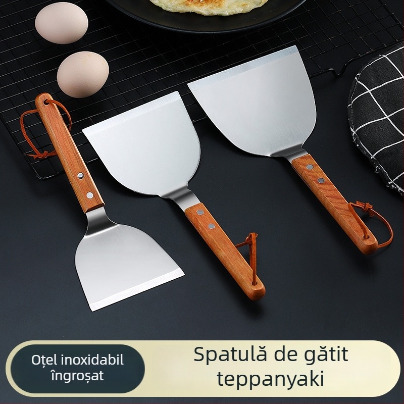 Lopată de gătit din oțel inoxidabil pentru teppanyaki, pizza, bucătărie japoneză, prăjire de steak și gătit clătite