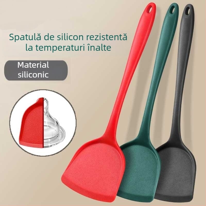 Spatula de bucătărie din silicon, rezistentă la temperaturi înalte, cu mâner lung și gros, versiune extinsă