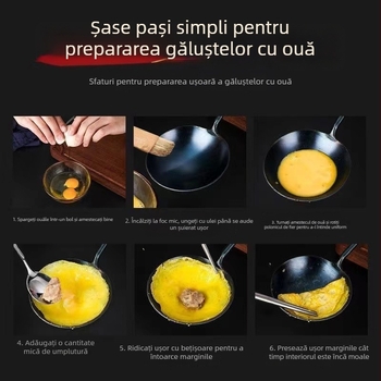 Lingură de prăjit din fier forjat, cu mâner lung, ustensilă de bucătărie pentru găluște cu ou