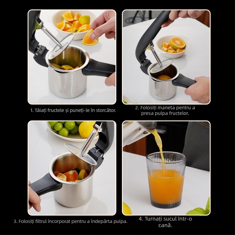 Storcător manual din oțel inoxidabil pentru fructe, pentru portocale și rodie, presă de lămâie pentru uz casnic