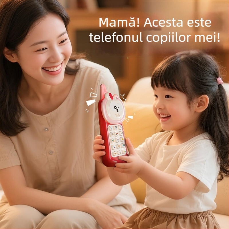 Telefon-jucărie pentru bebeluși cu înregistrare și redare – telefon simulant tip brick pentru învățare timpurie, mașină de povești, reîncărcabil