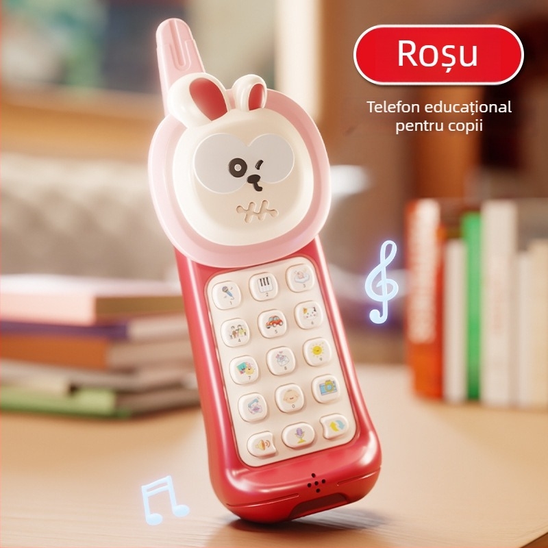 Telefon-jucărie pentru bebeluși cu înregistrare și redare – telefon simulant tip brick pentru învățare timpurie, mașină de povești, reîncărcabil