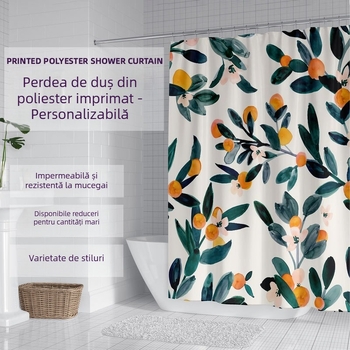 Cortină de duș din poliester impermeabil, serie fructe, imprimare digitală, personalizare cu imagine proprie