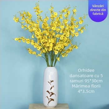 Buchet de orchidă artificială Phalaenopsis, cu cap galben, flori de mătase, pentru decor acasă, nuntă și hotel