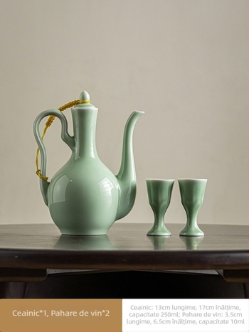 Distribuitor ceramic chinezesc pentru vin, cu set de pahare, pentru uz casnic, stil antic