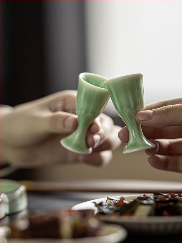 Distribuitor ceramic chinezesc pentru vin, cu set de pahare, pentru uz casnic, stil antic