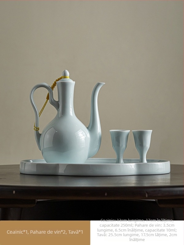 Distribuitor ceramic chinezesc pentru vin, cu set de pahare, pentru uz casnic, stil antic