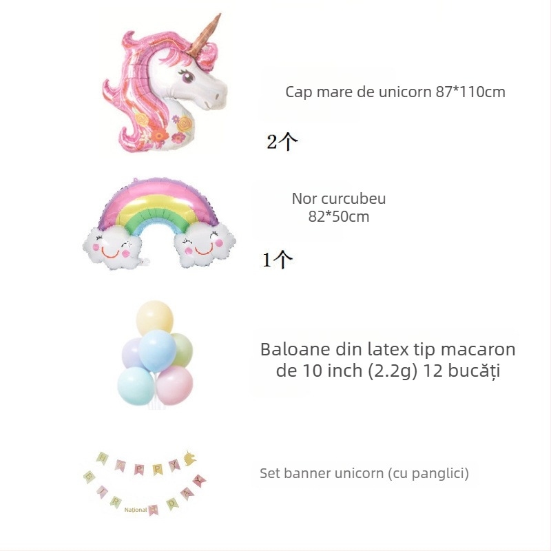 Baloni unicorn desene animate pentru petrecere – decor de scenă