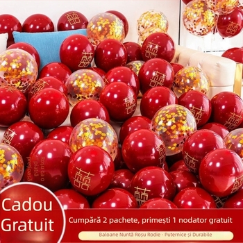Baloane de nuntă cu dublu strat, roșii, pentru decorul nunții, logodnă și petreceri pentru copii