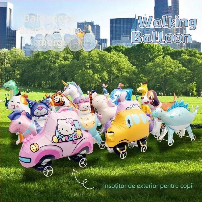 Balon cu animal care merge pe roți pentru copii – decor pentru fotografii, zi de naștere, joacă în aer liber
