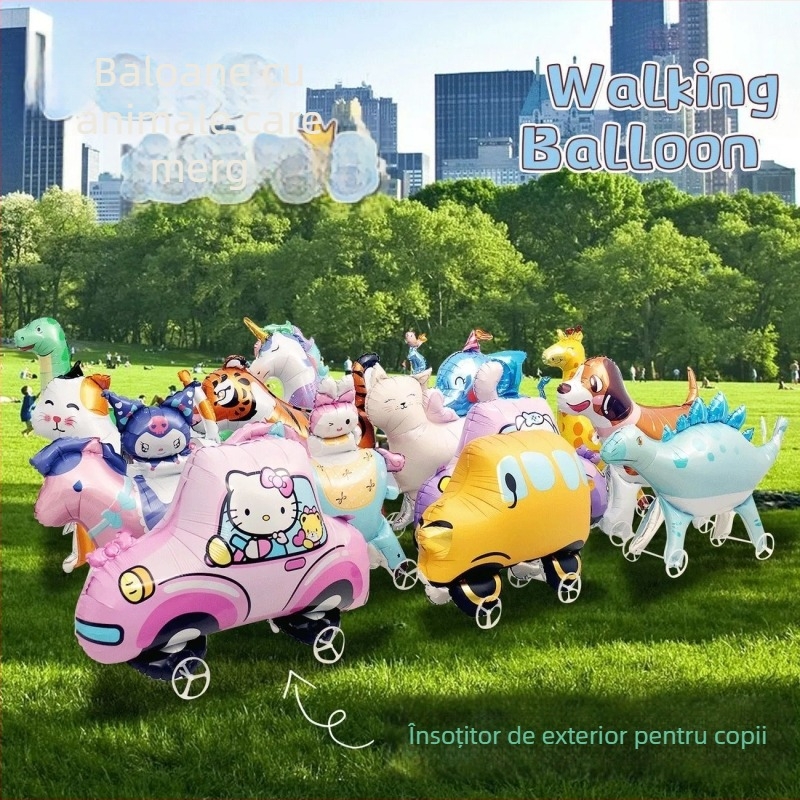 Balon cu animal care merge pe roți pentru copii – decor pentru fotografii, zi de naștere, joacă în aer liber