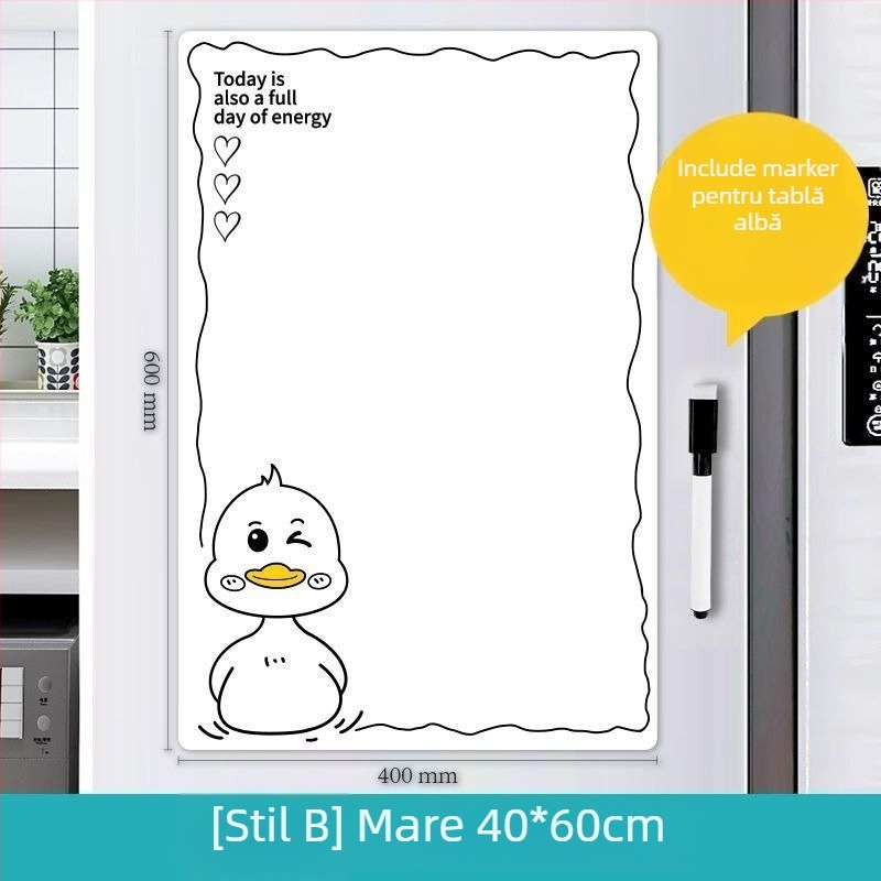 Tablă magnetică de frigider ștergibilă, cu planificator magnetic și tablă albă – mesaj drăguț, stilat, creativ