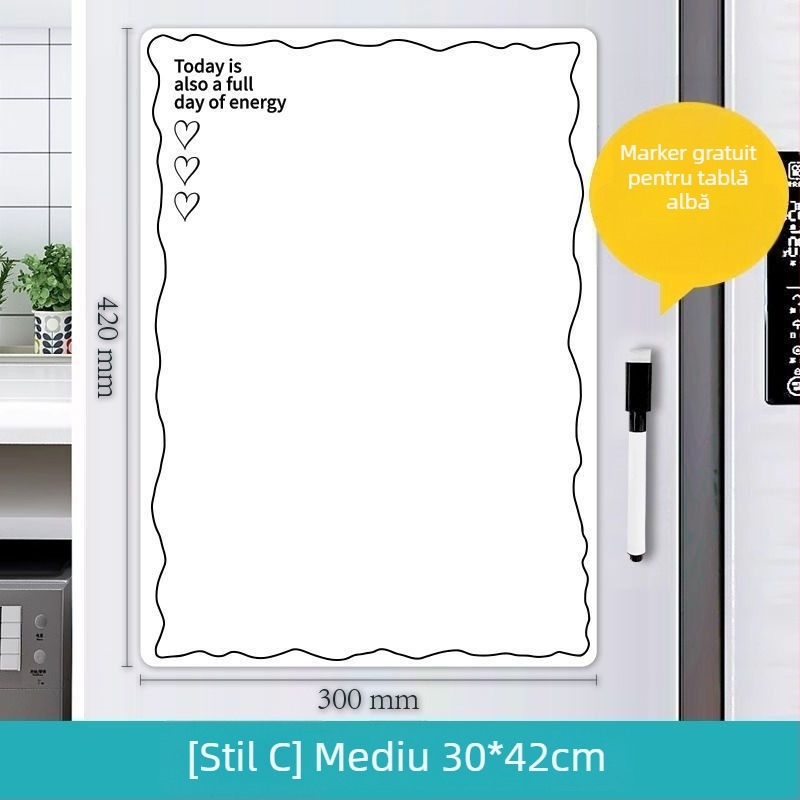 Tablă magnetică de frigider ștergibilă, cu planificator magnetic și tablă albă – mesaj drăguț, stilat, creativ