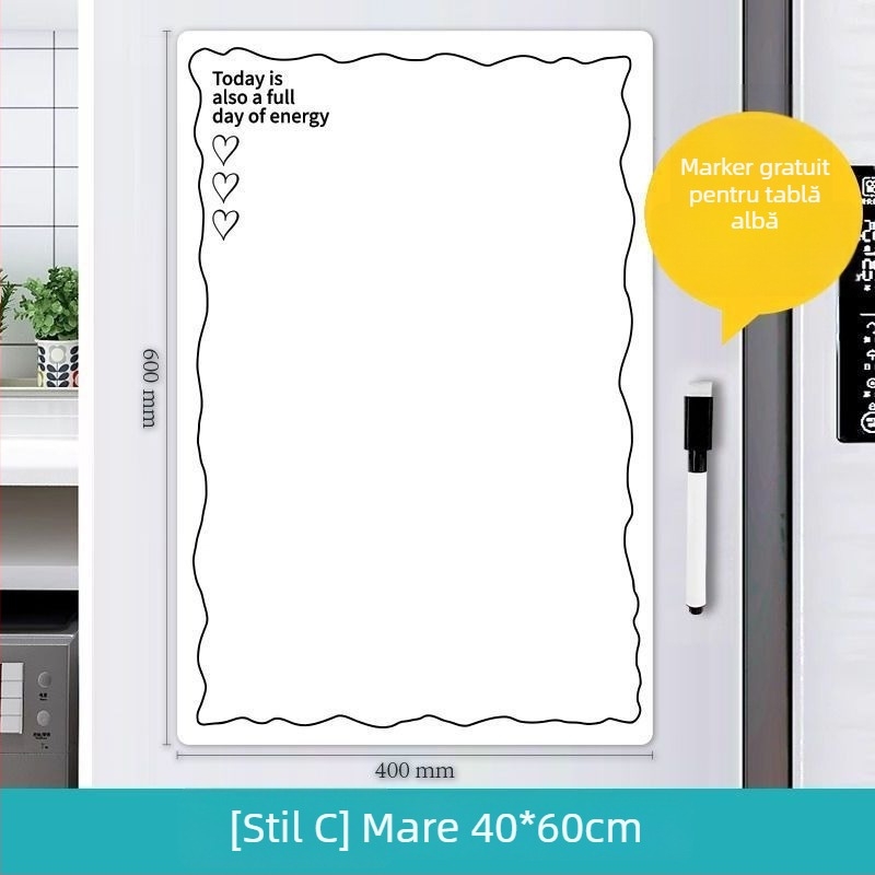 Tablă magnetică de frigider ștergibilă, cu planificator magnetic și tablă albă – mesaj drăguț, stilat, creativ