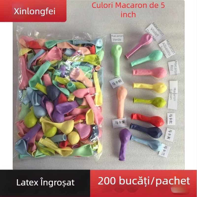 Baloane din latex, 5 inch, în culori macarons, set de 200 bucăți, rotunde, pentru decor de ziua de naștere și nuntă