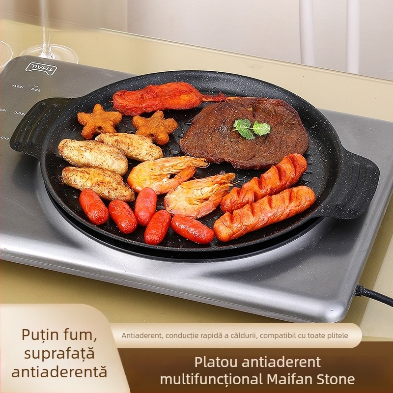 Tigaie grill din piatră Maifan, antiaderentă, pentru plite cu inducție, placă de grătar pentru exterior, tigaie pentru carne și pește, aragaz portabil