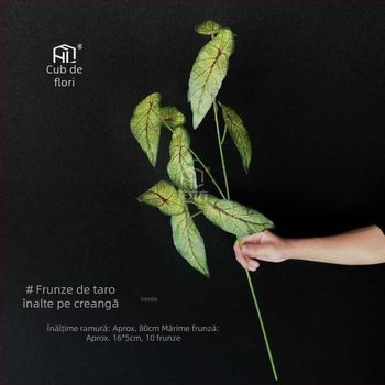 Decorațiune de tavan artificială cu frunze de taro, în stil pădure, pentru nunți și ședințe foto, fundal verde