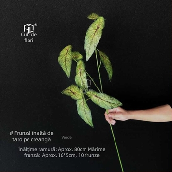 Decorațiune de tavan artificială cu frunze de taro, în stil pădure, pentru nunți și ședințe foto, fundal verde