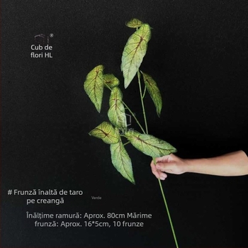 Decorațiune de tavan artificială cu frunze de taro, în stil pădure, pentru nunți și ședințe foto, fundal verde