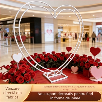 Suport de flori din fier forjat în formă de inimă pentru arc de nuntă și decor de scenă