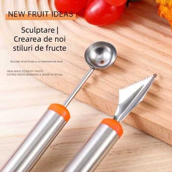 Instrument din oțel inoxidabil pentru fructe: lingură pentru bile de pepene, extractor de pulpă, instrument pentru aranjarea platourilor