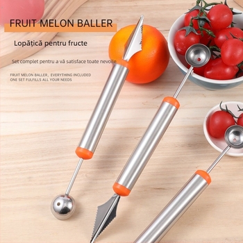 Instrument din oțel inoxidabil pentru fructe: lingură pentru bile de pepene, extractor de pulpă, instrument pentru aranjarea platourilor