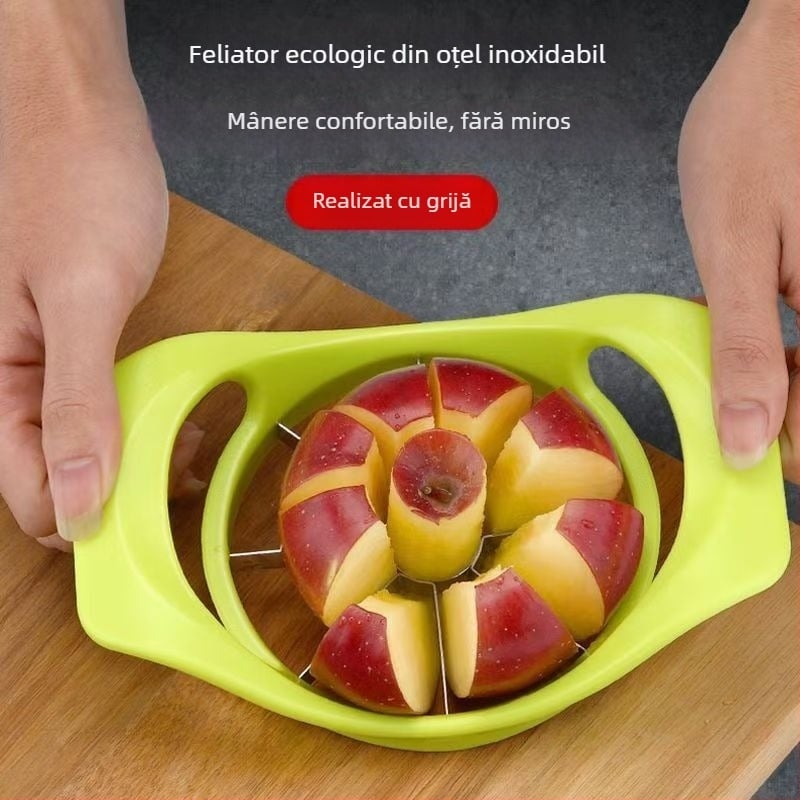 Tăietor de fructe multifuncțional din oțel inoxidabil îngroșat – tăietor de mere verzi și scoator de sâmburi
