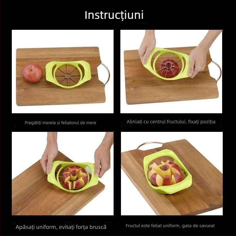 Tăietor de fructe multifuncțional din oțel inoxidabil îngroșat – tăietor de mere verzi și scoator de sâmburi